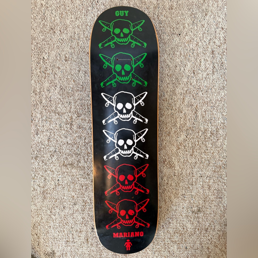 Guy Mariano Skateboard Deck w/ Mark Gonzales Drawn Skulls by Girls Skateboards